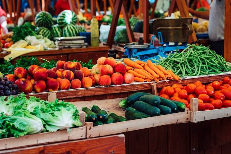 Fresh produce on display at Folly Beach farmer's market